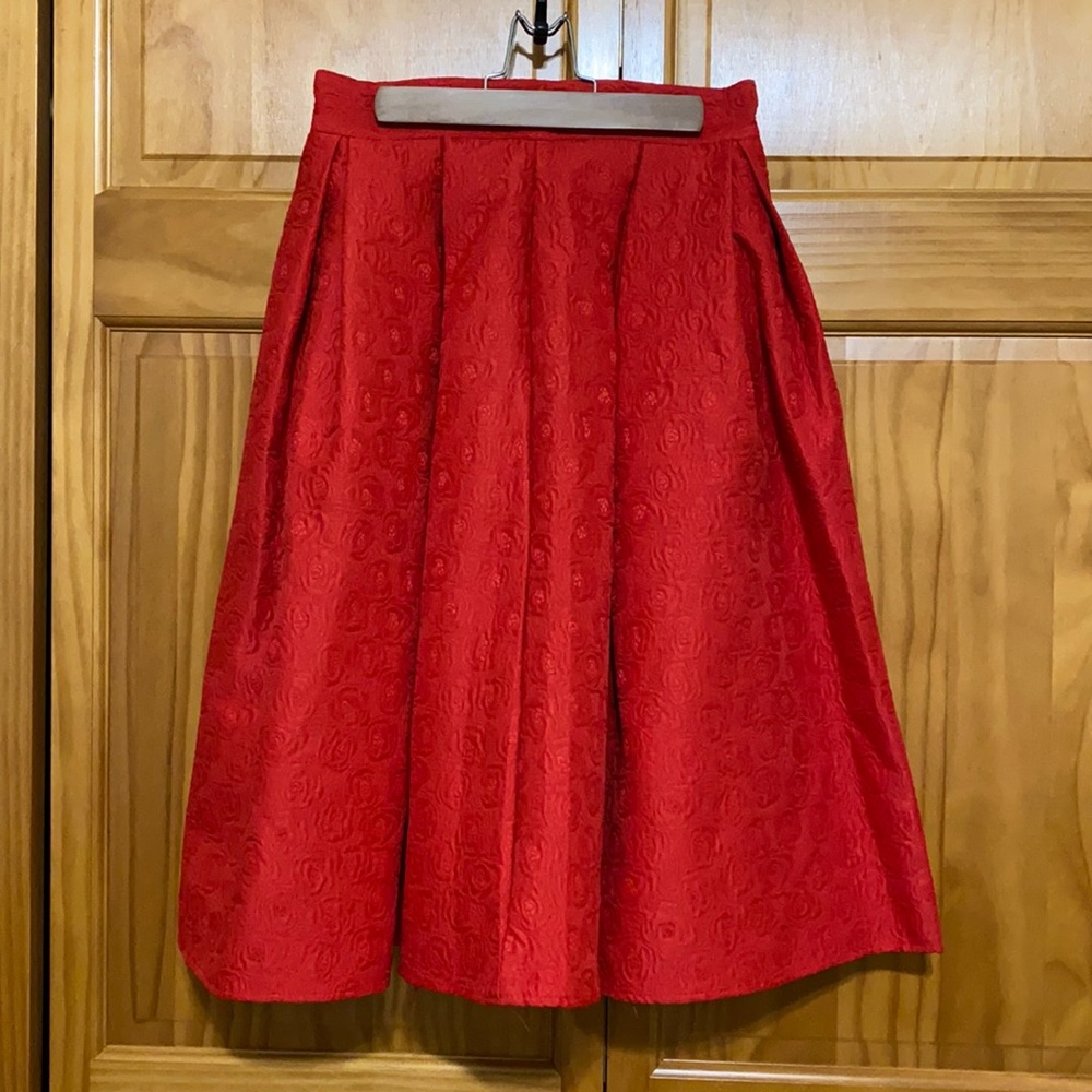 Pleated Rose Midi Skirt